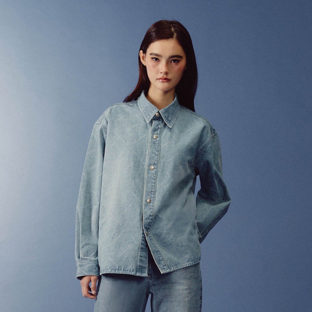 Monogram Flow Denim Jacket | Washed Sky Blue