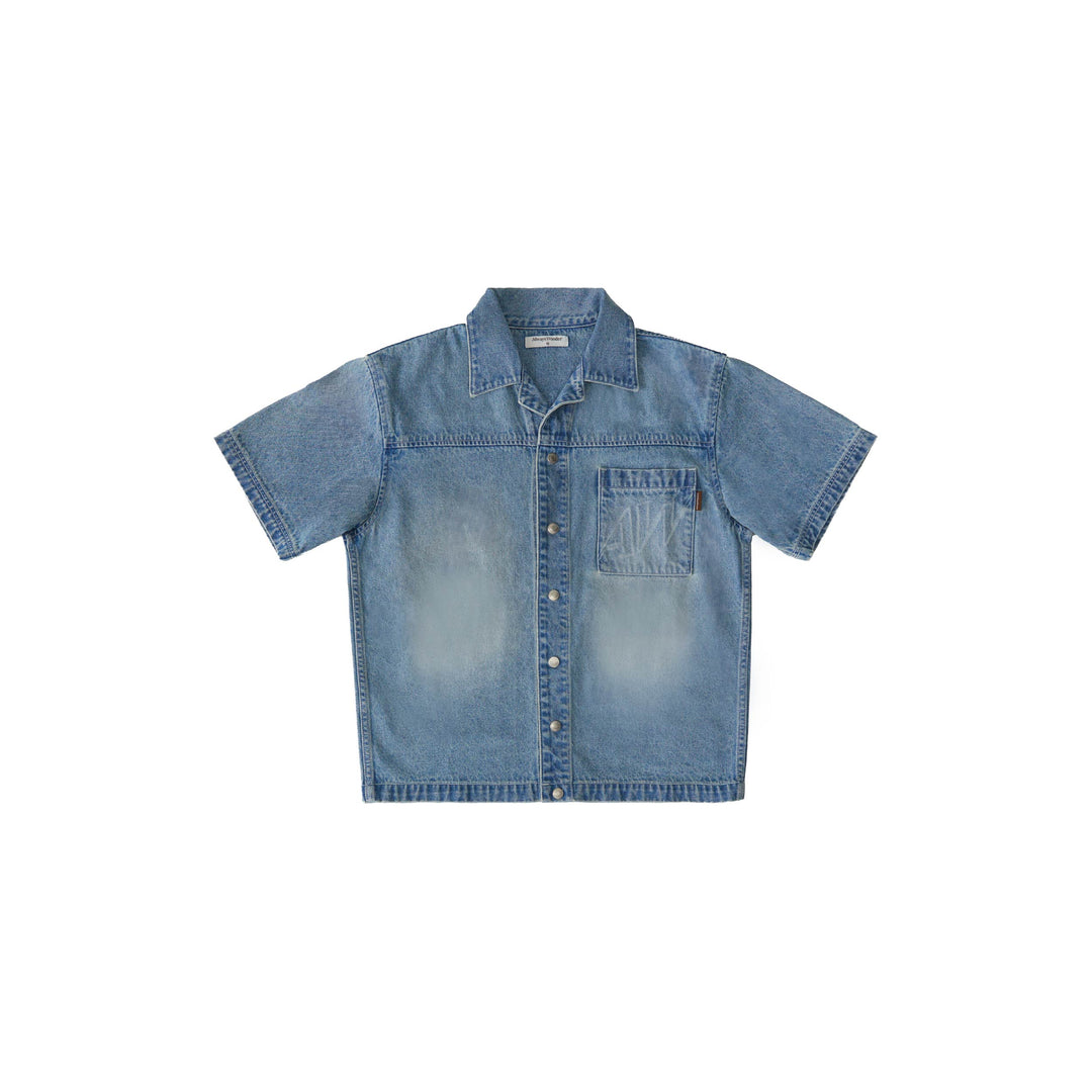 Ease Light-form Denim Shirt | Washed Sky Blue