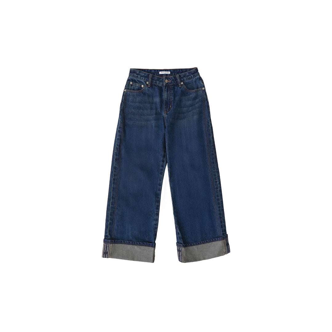 (Pre-order) Sculpture Form Denim Pants | Deep Indigo