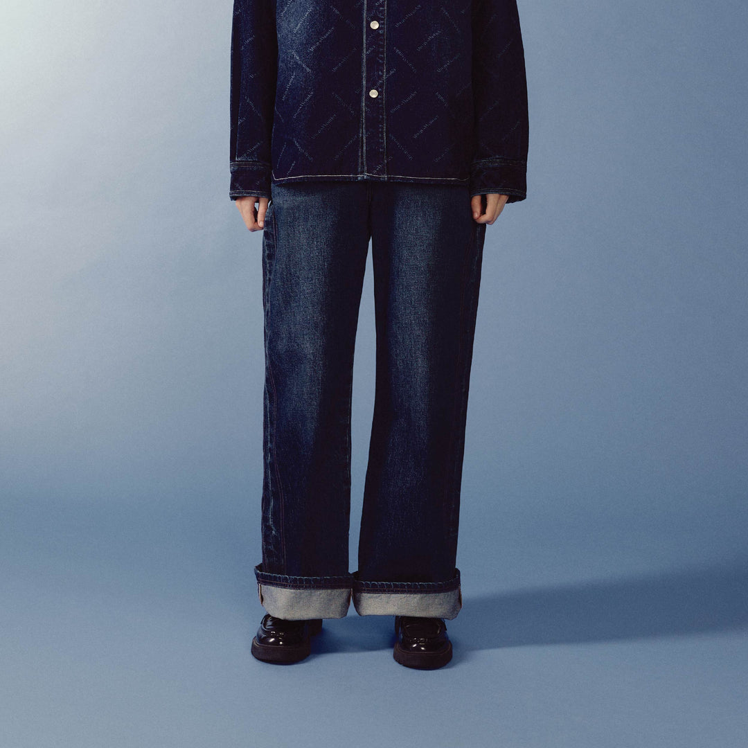 (Pre-order) Sculpture Form Denim Pants | Deep Indigo