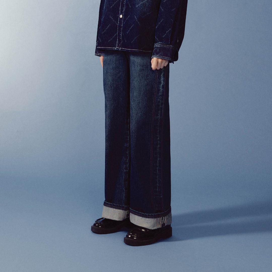 (Pre-order) Sculpture Form Denim Pants | Deep Indigo