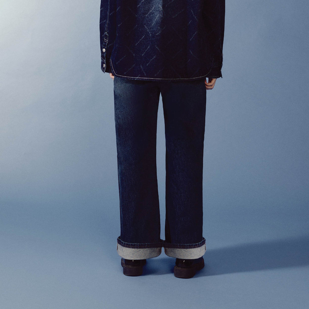 (Pre-order) Sculpture Form Denim Pants | Deep Indigo