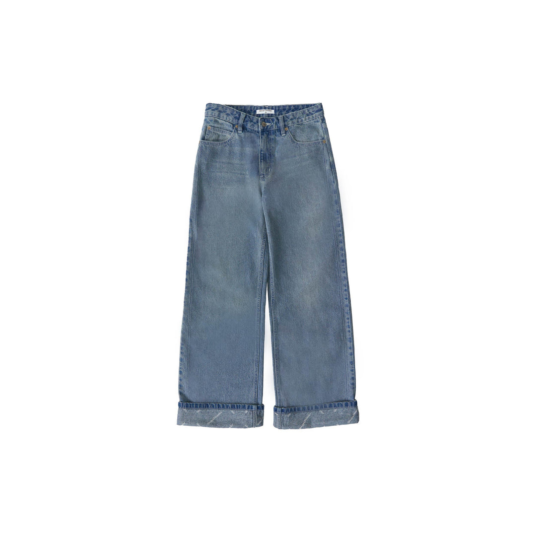Outline Monogram Denim Pants | Washed Sky Blue