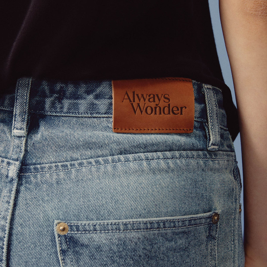 Outline Monogram Denim Pants | Washed Sky Blue