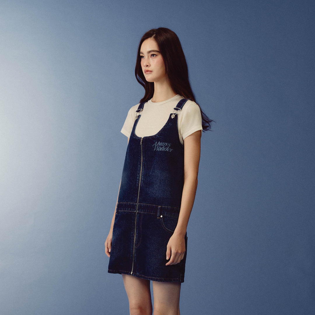 (Pre-order) Denim Sculpture Mini Dress | Deep Indigo
