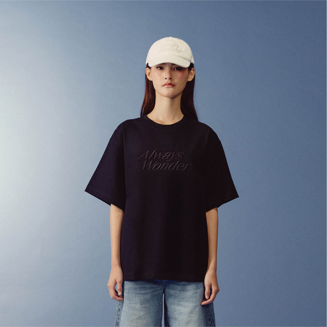 Sculpture Oversized Logo Tee | Ink Black