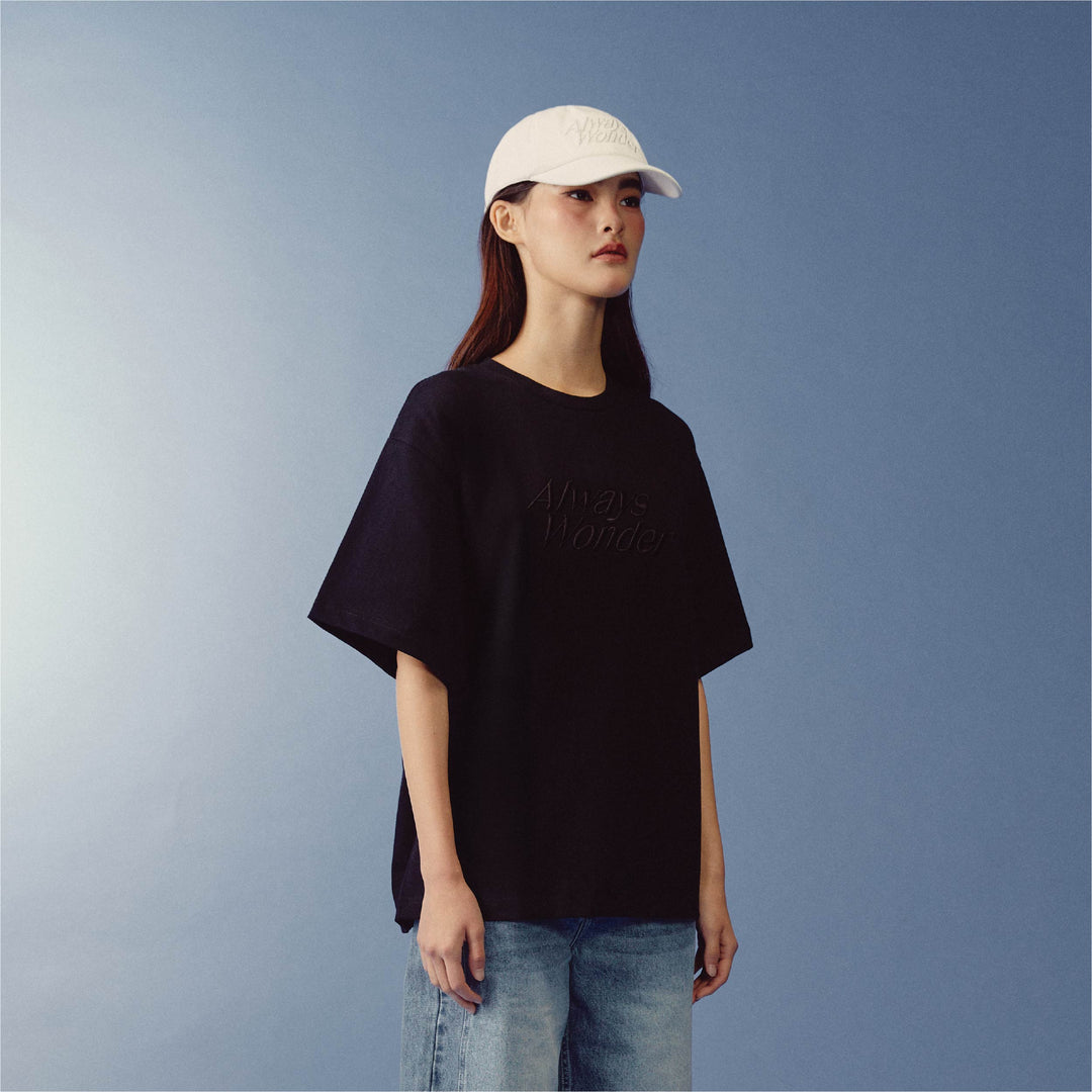 Sculpture Oversized Logo Tee | Ink Black