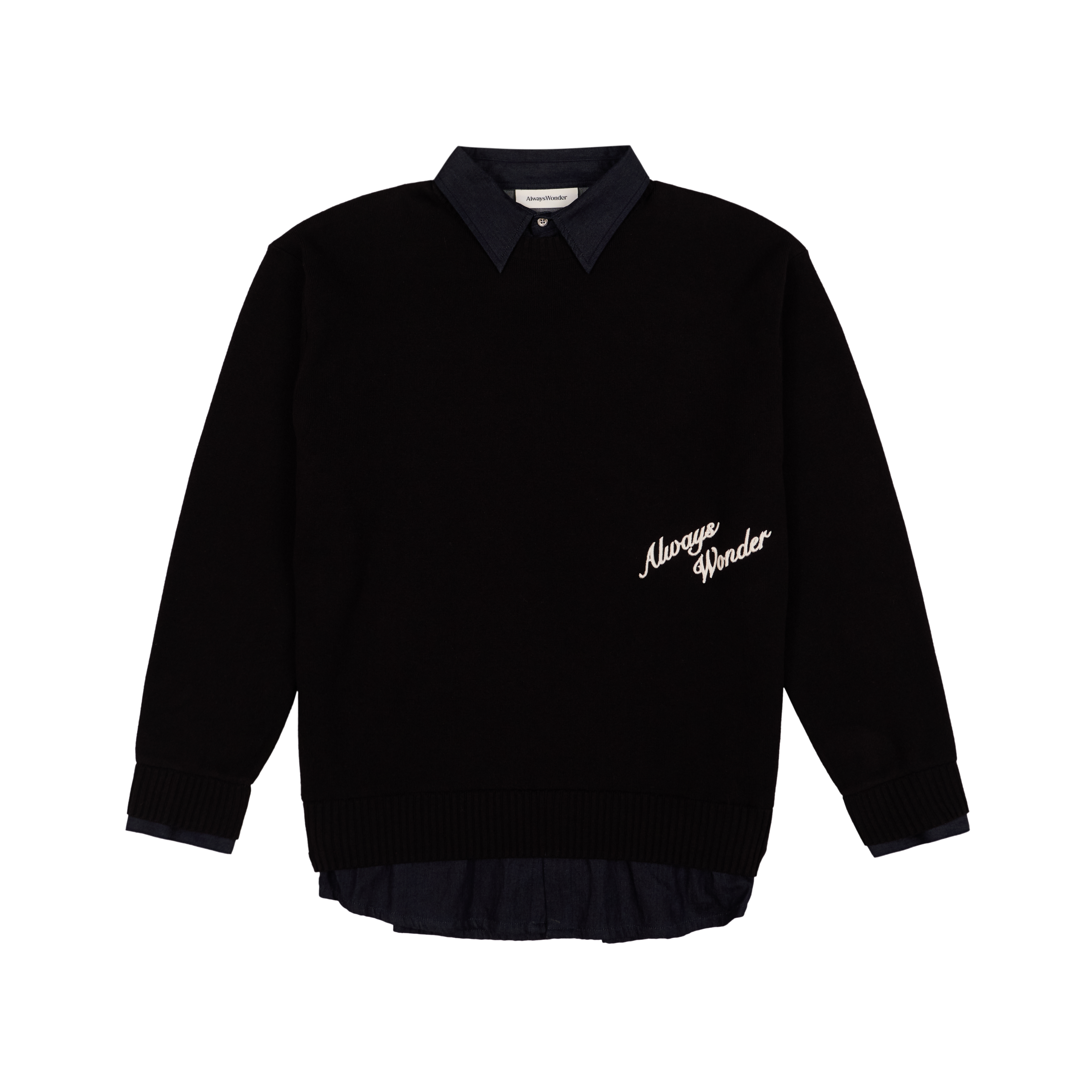 トップス KEEP THE WONDER : BLACK SWEATER & SCARF Quiet Layered Sweater | Charcoal – AlwaysWonder