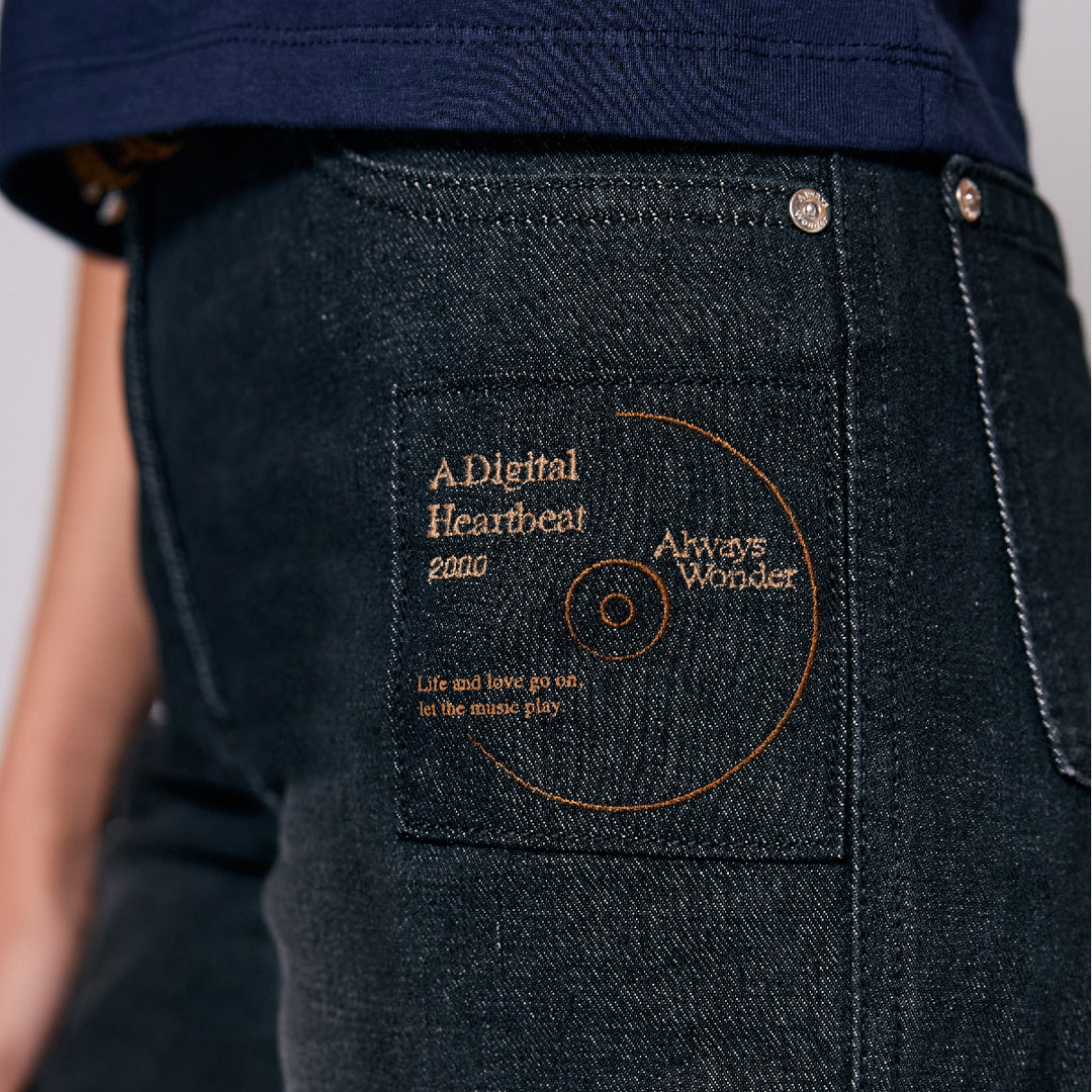 AlwaysWonder | 'A Digital Heartbeat' Fade Black Jeans