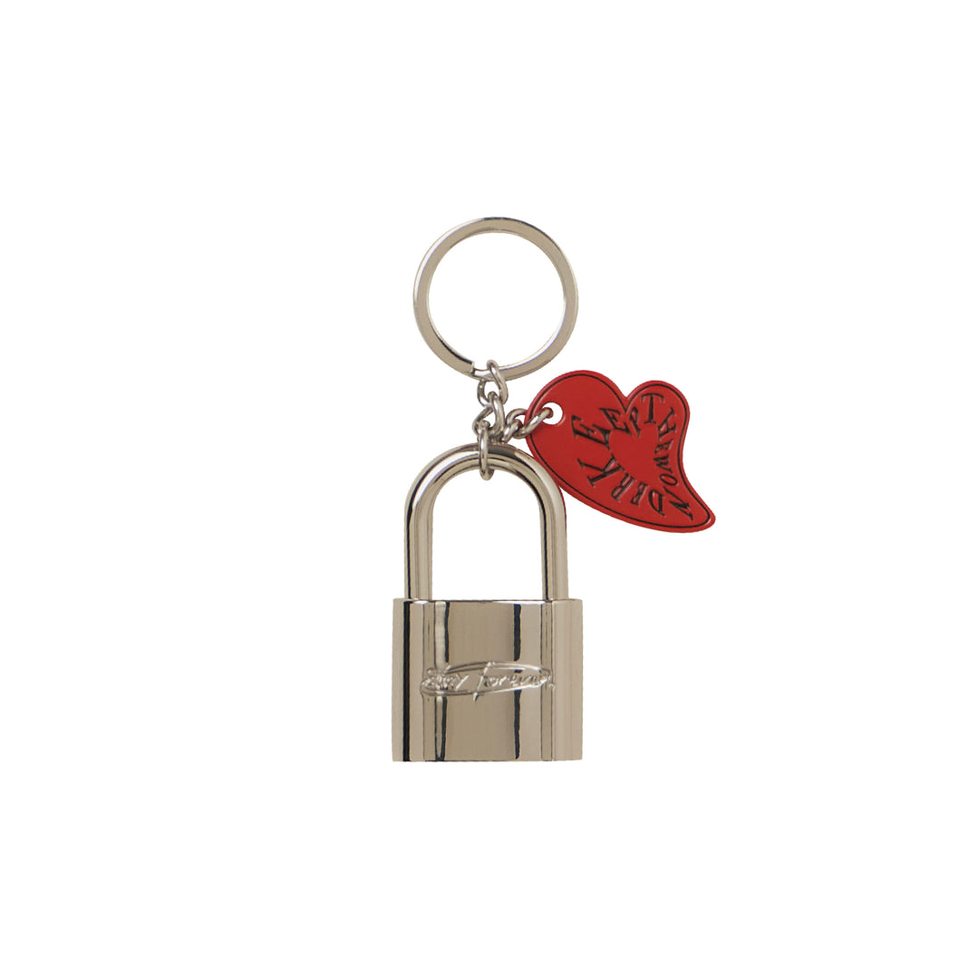 Unlock the heart keychain | Frosted silver with red love