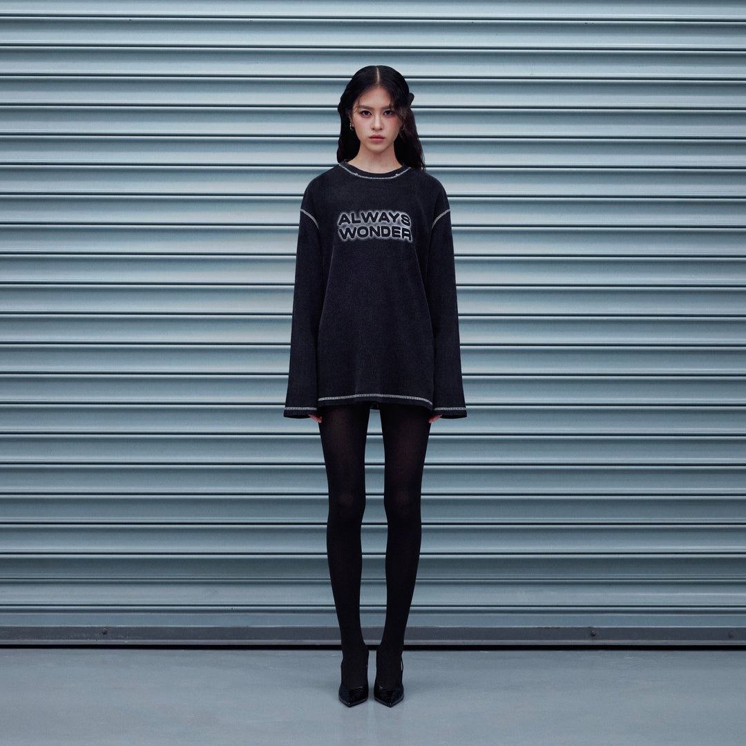 (Pre order) Joy Ride Oversized Long-Sleeve | Midnight Black