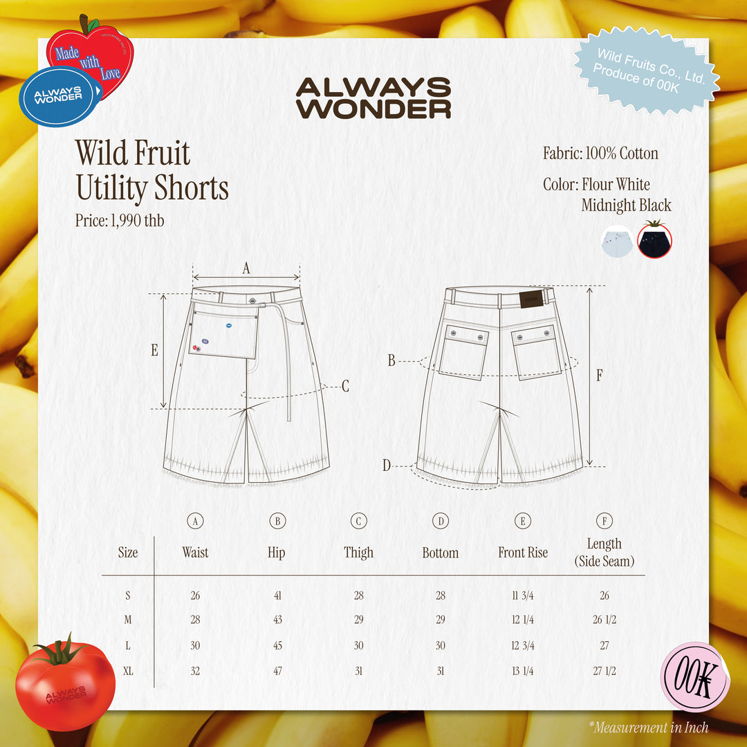 Wild Fruit Utility Shorts | Midnight Black