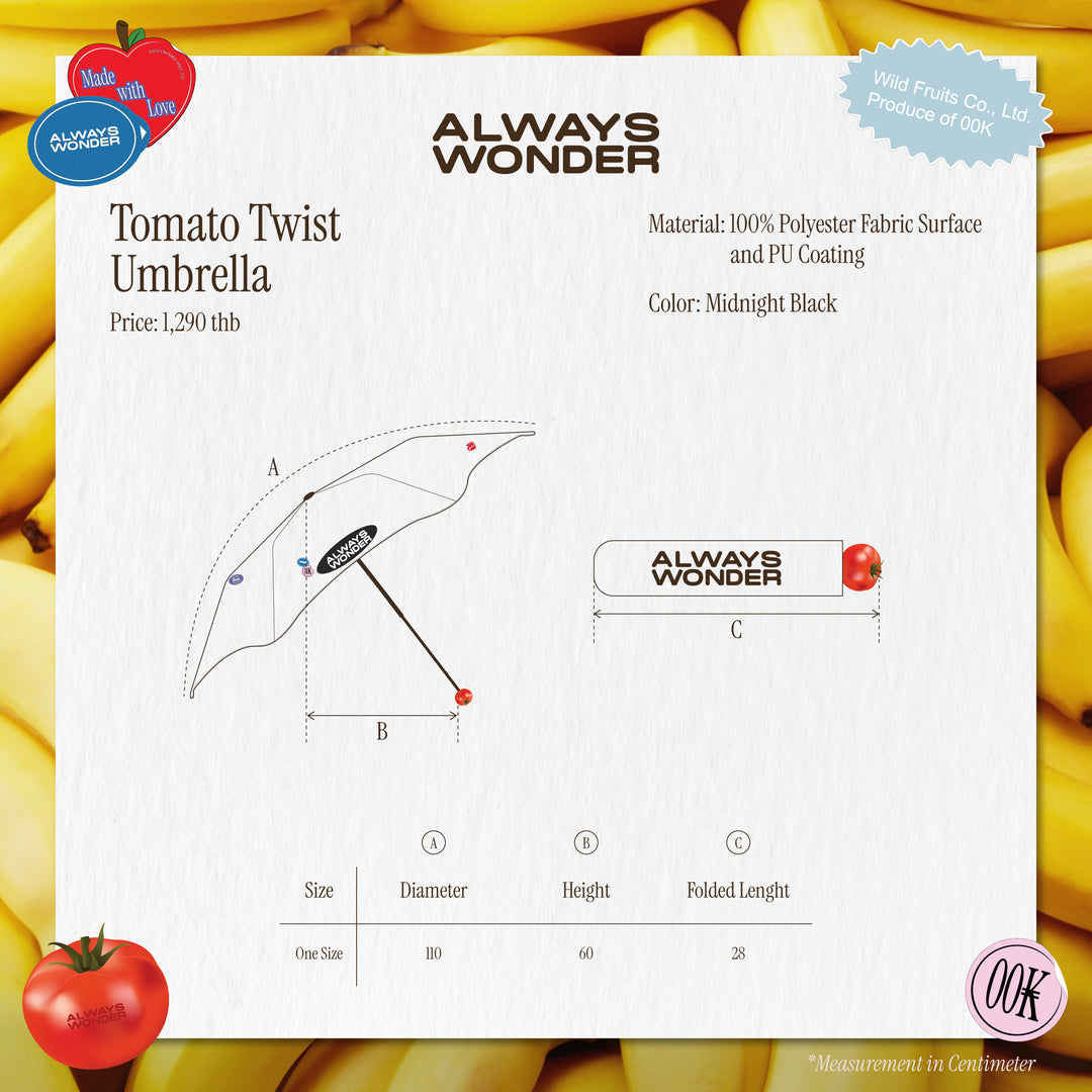 (Pre-order) Tomato Twist Umbrella | Midnight Black
