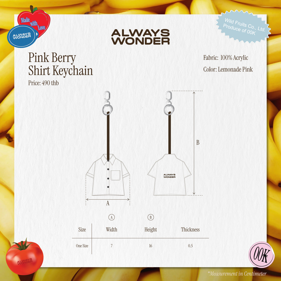 (Pre-order) Pink Berry Shirt Keychain | Lemonade Pink