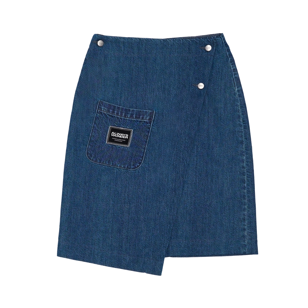 The Fluid Fold Skirt | Midnight Denim