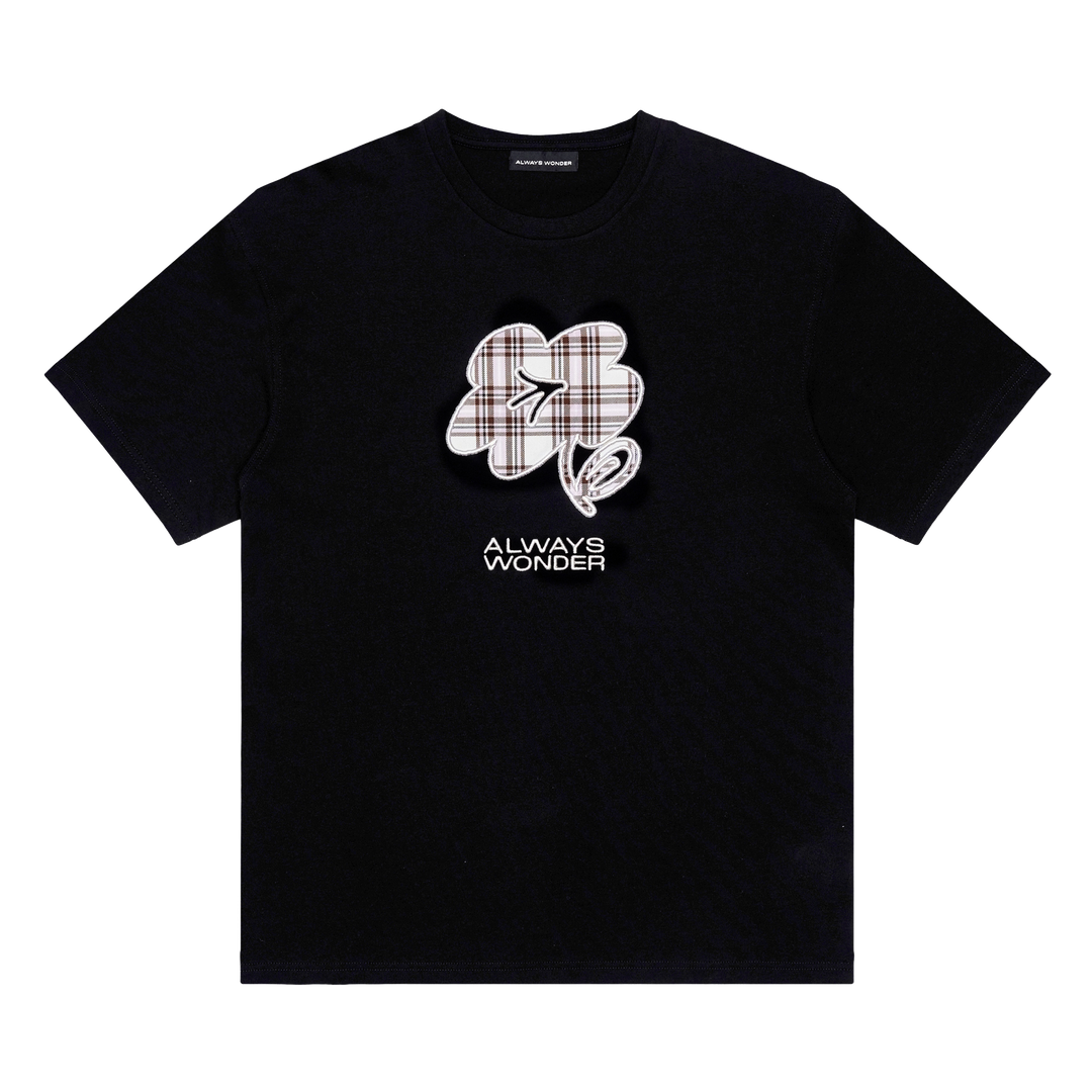 The Wonder Flower Oversized Tee | Midnight Black