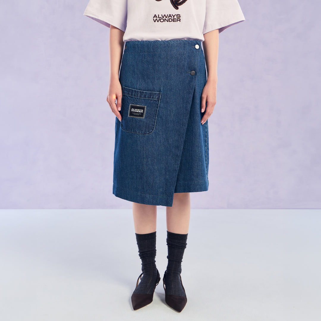 The Fluid Fold Skirt | Midnight Denim
