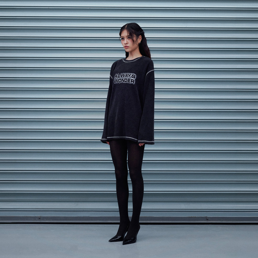 (Pre order) Joy Ride Oversized Long-Sleeve | Midnight Black