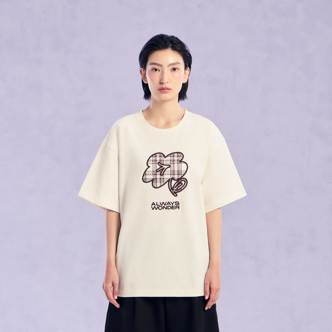 The Wonder Flower Oversized Tee | Cosmic Latte