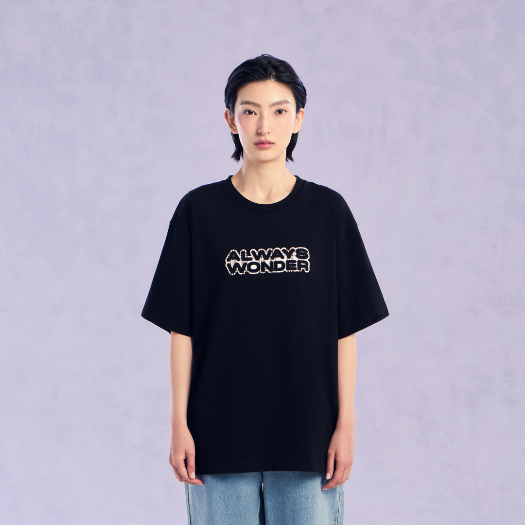 The Wonder Mark Oversized Tee | Midnight Black