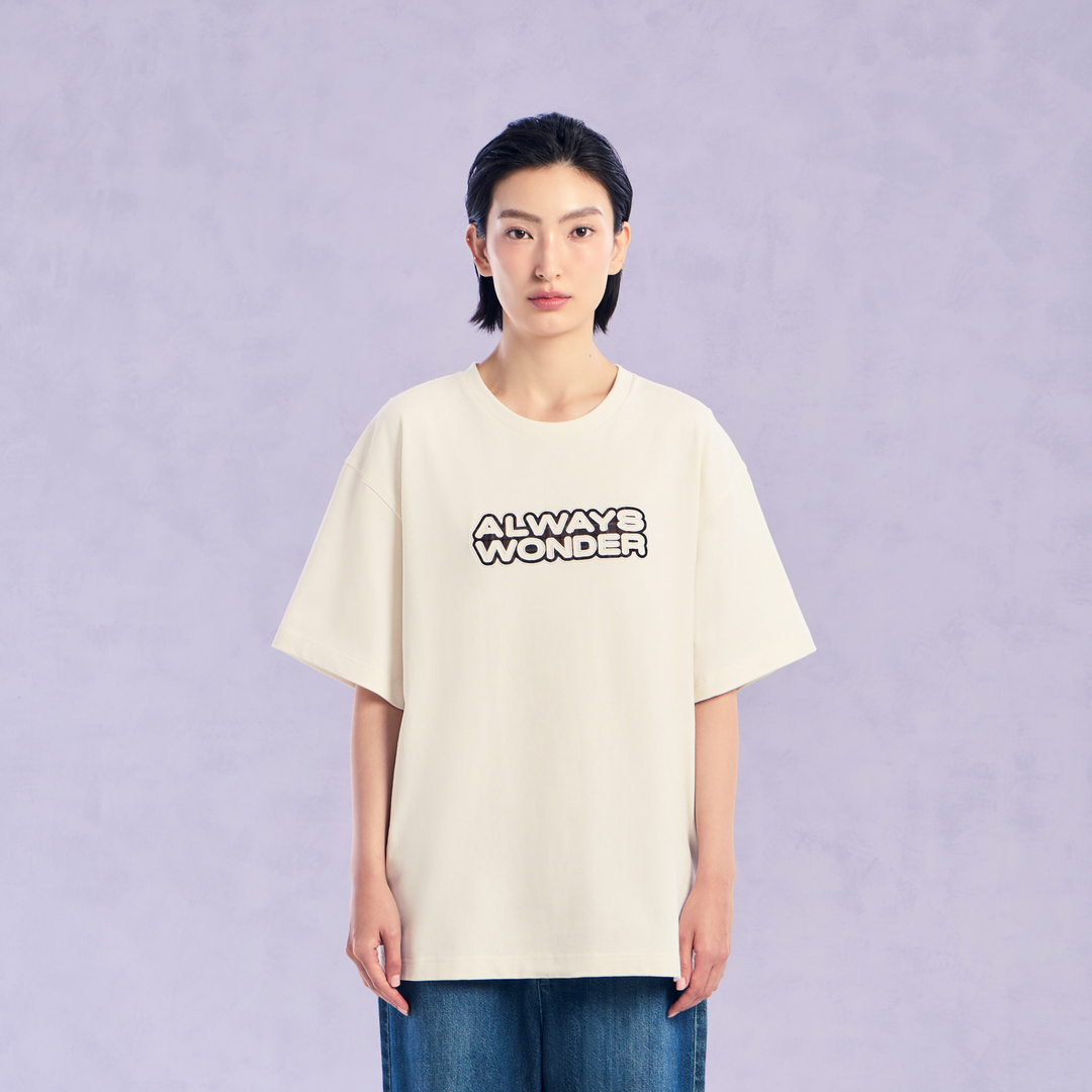 The Wonder Mark Oversized Tee | Cosmic Latte