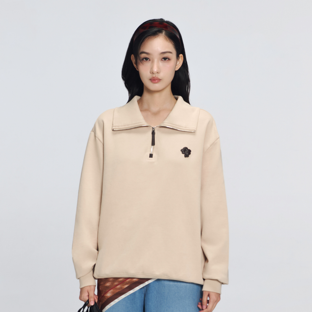 Downtown Half-Zip Sweater | Sand Beige