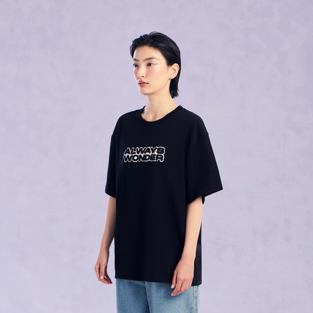 The Wonder Mark Oversized Tee | Midnight Black
