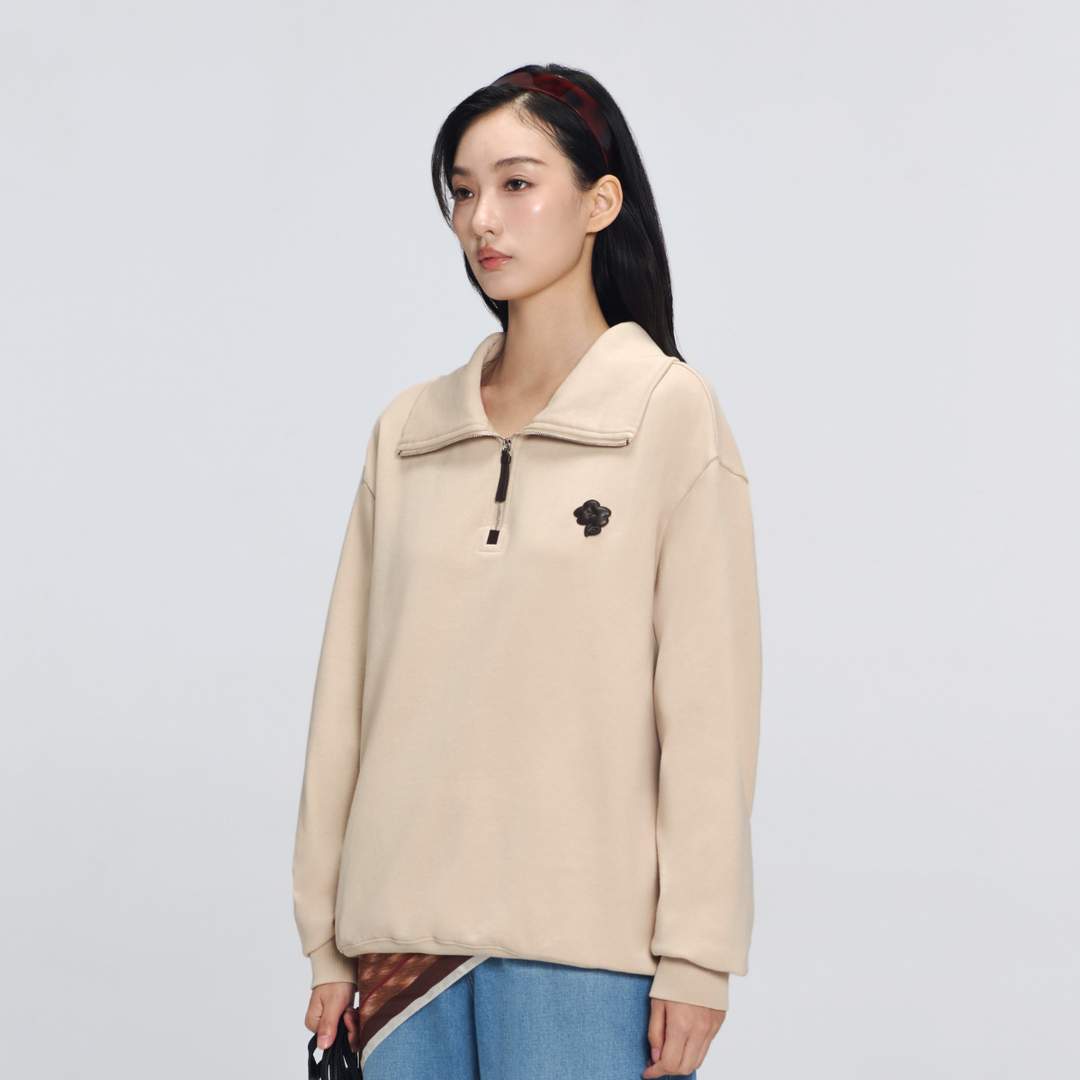 Downtown Half-Zip Sweater | Sand Beige