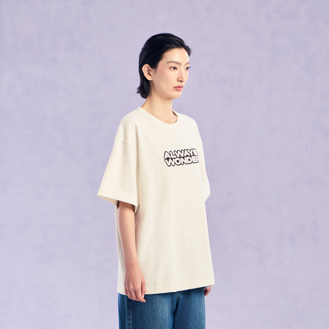 The Wonder Mark Oversized Tee | Cosmic Latte