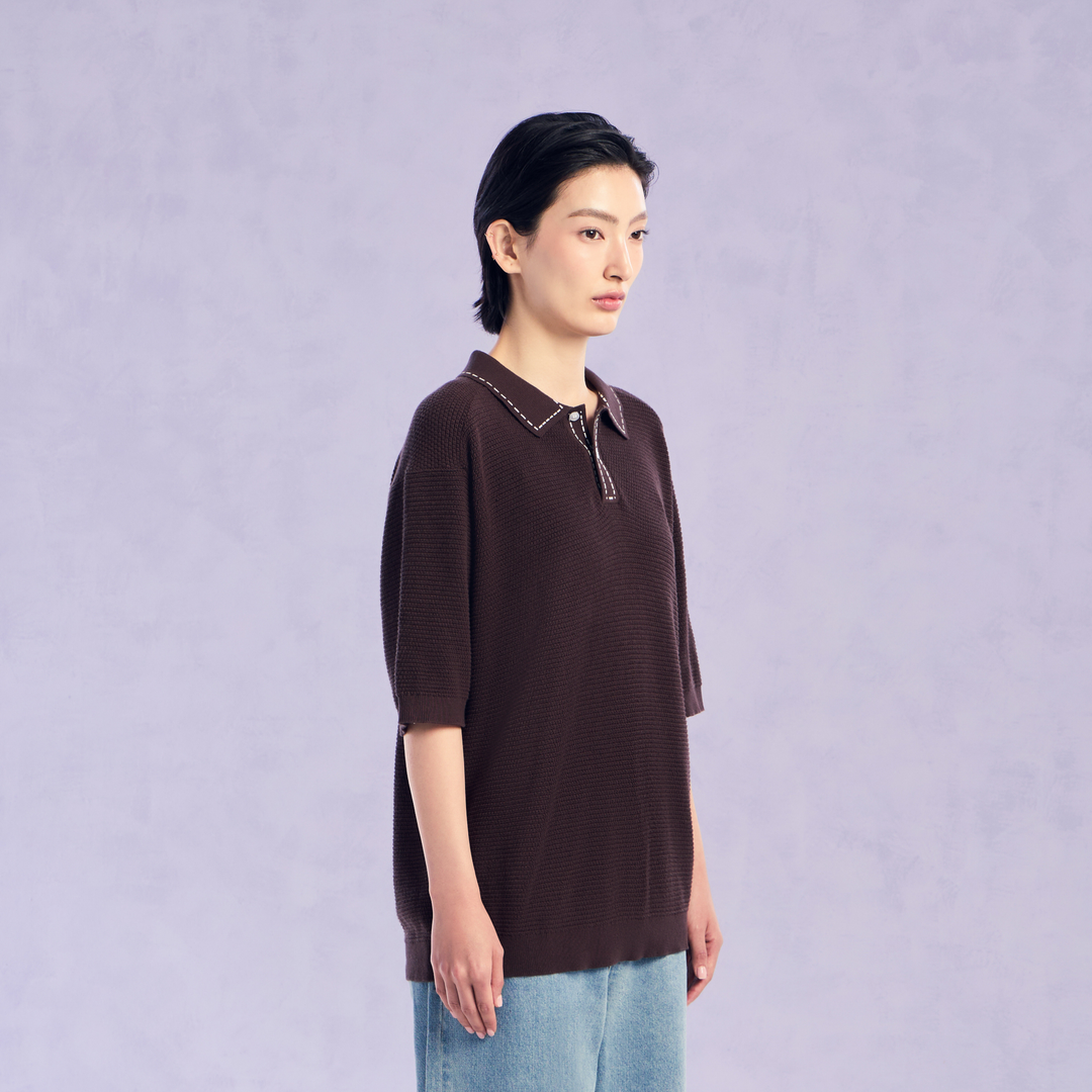 The Wonder Knit Polo | Espresso Brown