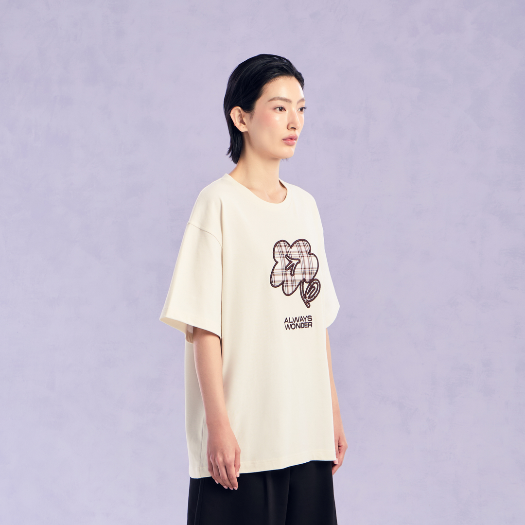 The Wonder Flower Oversized Tee | Cosmic Latte