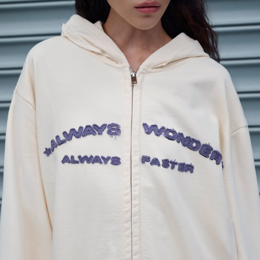 (Pre order) Always Faster Zip Up Hoodie | Racing White
