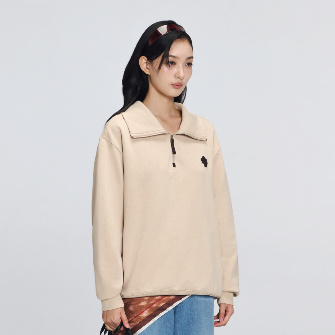 Downtown Half-Zip Sweater | Sand Beige