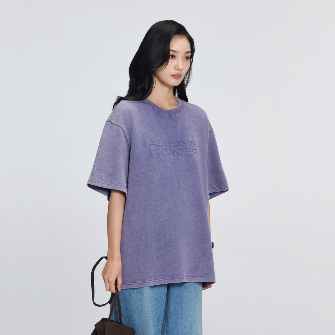 City Oversized Logo Tee | Stone Blue