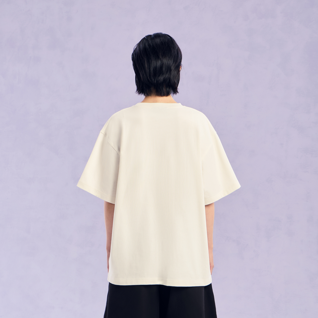 The Wonder Flower Oversized Tee | Cosmic Latte