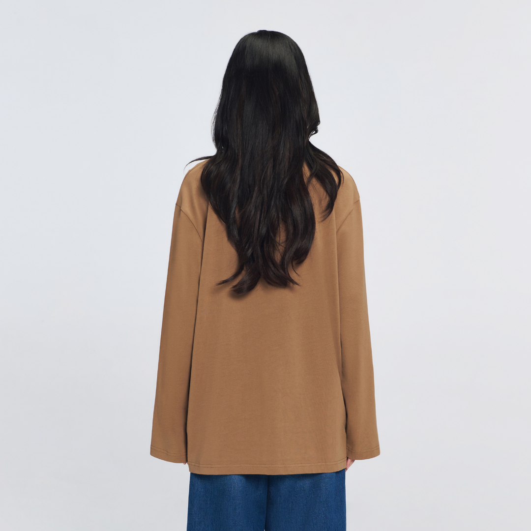Wonder Hours Long Sleeve Tee | Fawn Brown