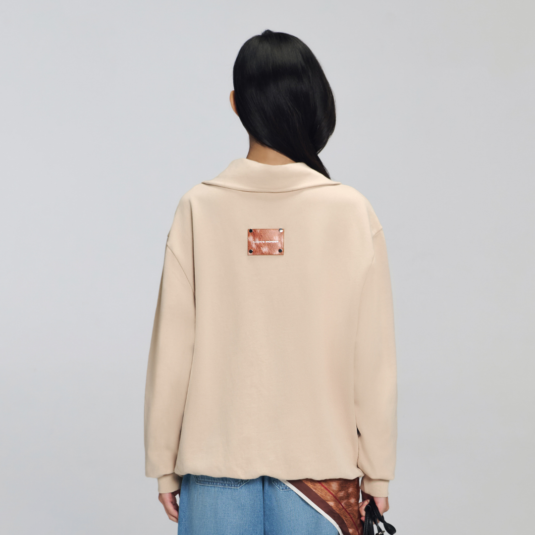 Downtown Half-Zip Sweater | Sand Beige