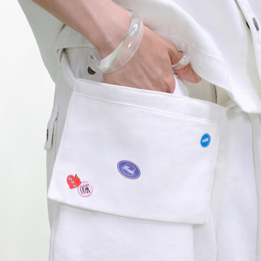 Wild Fruit Utility Shorts | Flour White