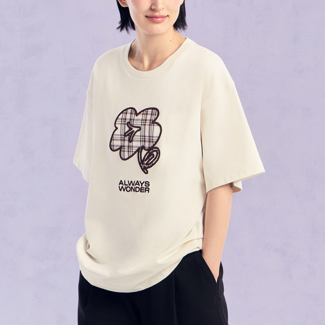 The Wonder Flower Oversized Tee | Cosmic Latte