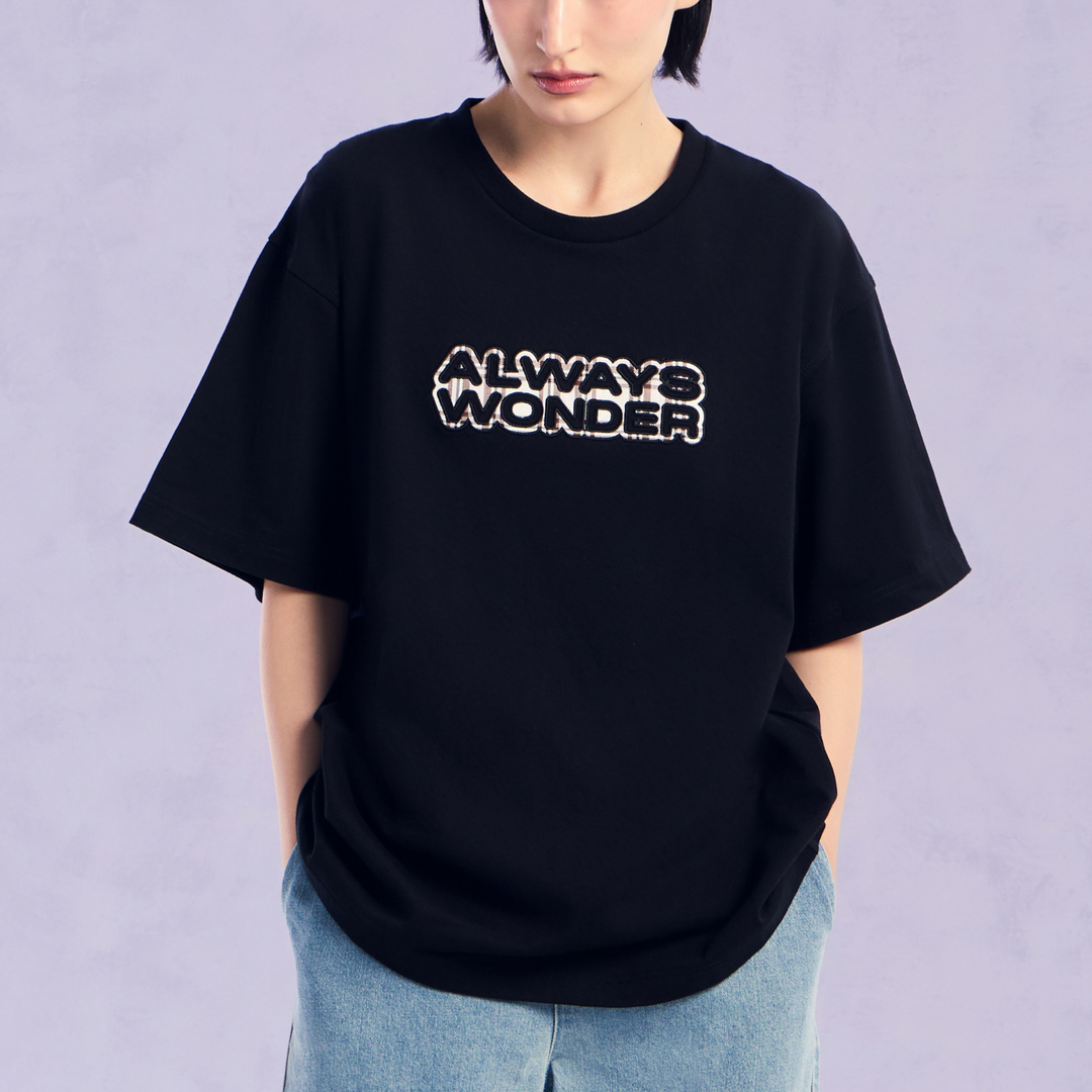 The Wonder Mark Oversized Tee | Midnight Black