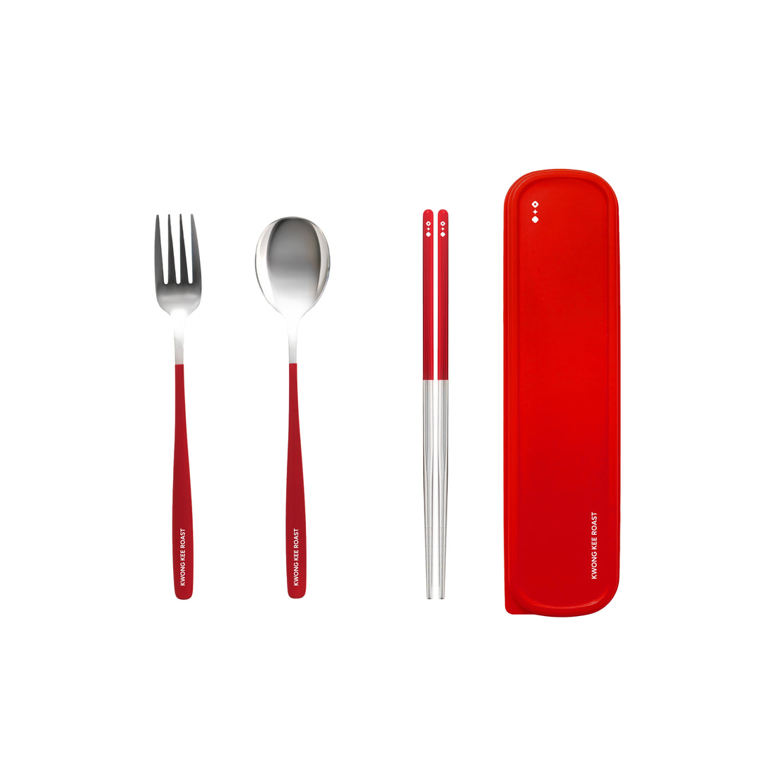Kwong's Cutlery Set | Silver-Red