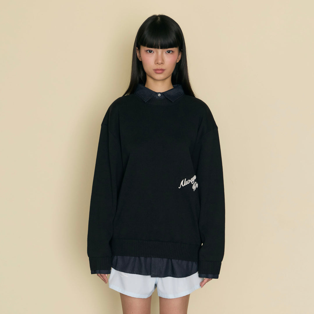 Quiet Layered Sweater | Charcoal