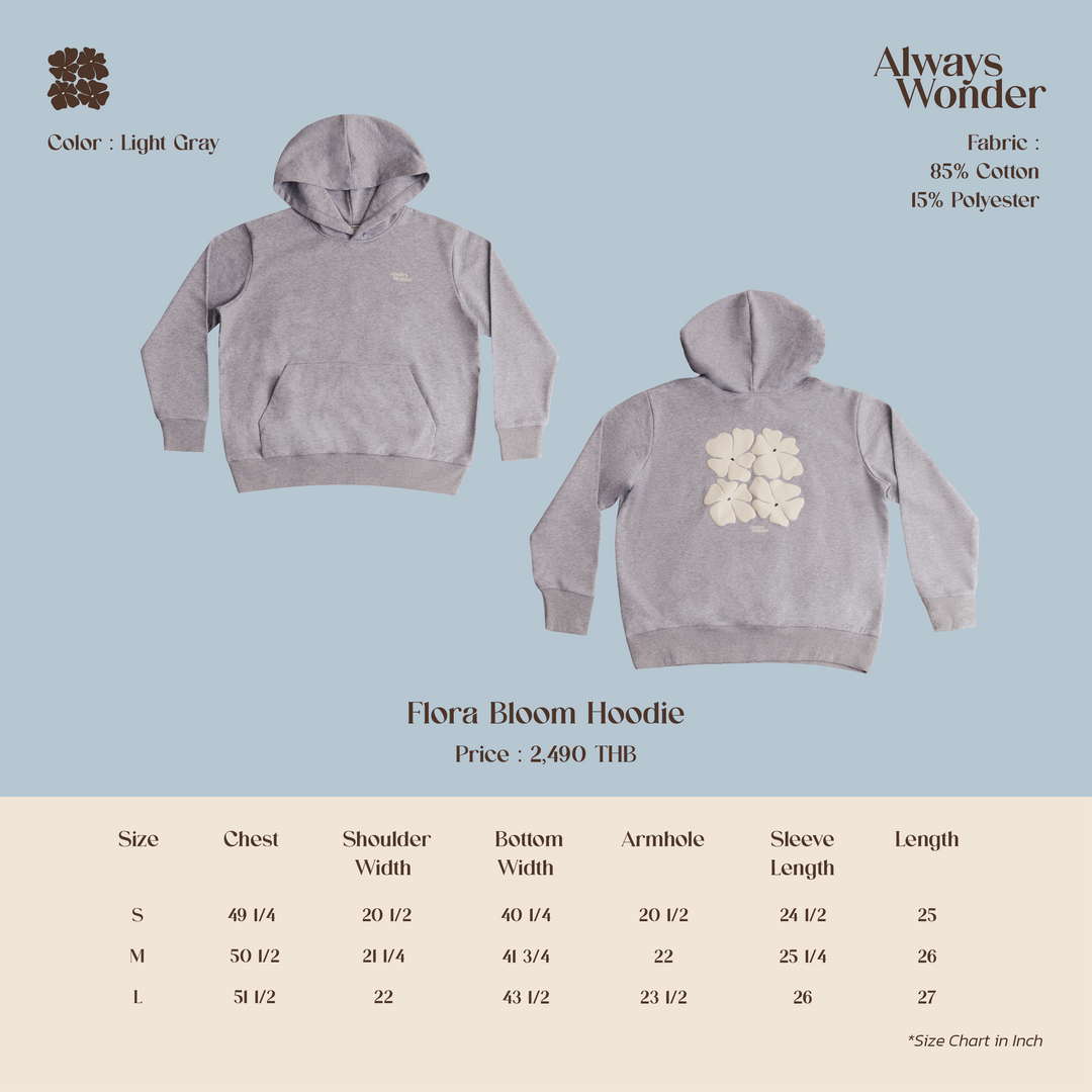 Flora Bloom Hoodie | Light Gray