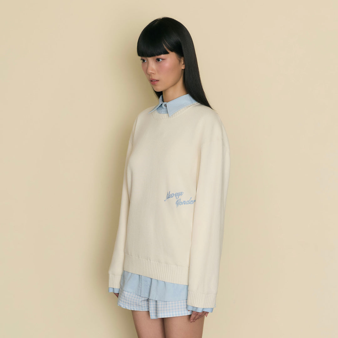 ( Pre-order ) Quiet Layered Sweater | Ivory Mist