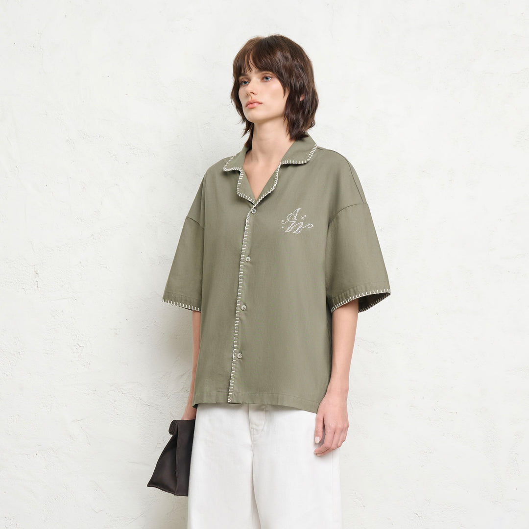 Canvas Breeze Shirt | Green Moss