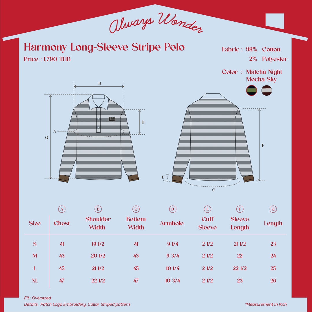 Harmony Long-Sleeve Stripe polo | Matcha Night