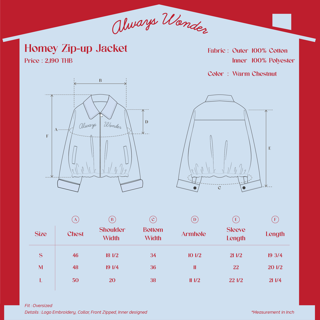 (Pre-order) Homey Zip-up Jacket | Warm Chestnut