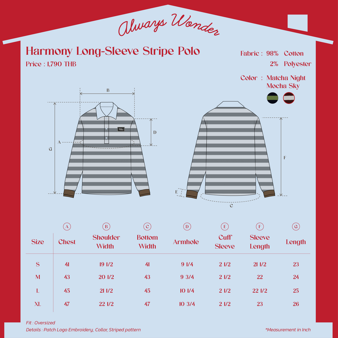 Harmony Long-Sleeve Stripe polo | Mocha Sky