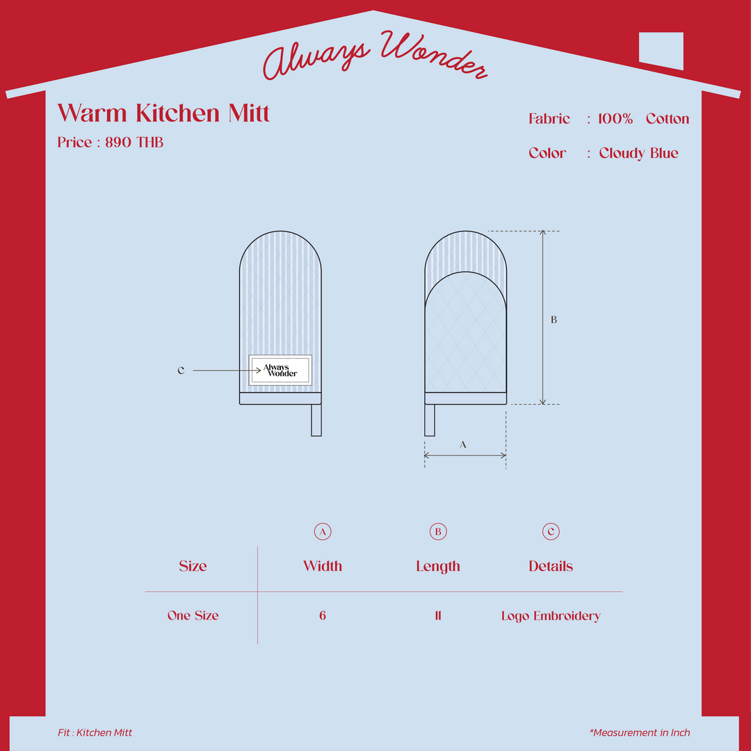 Warm Kitchen Mitt | Cloudy Blue