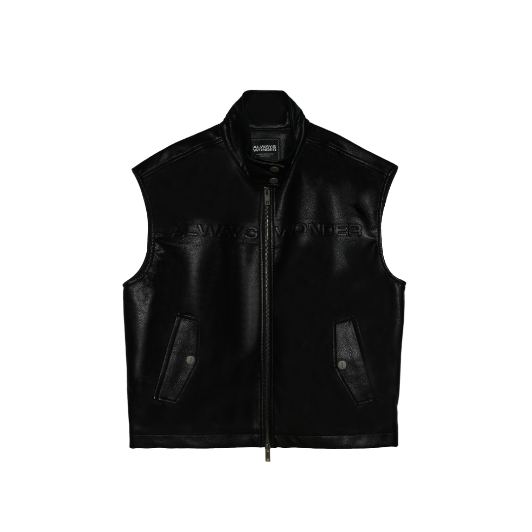 Joy Ride Leather Vest | Midnight Black